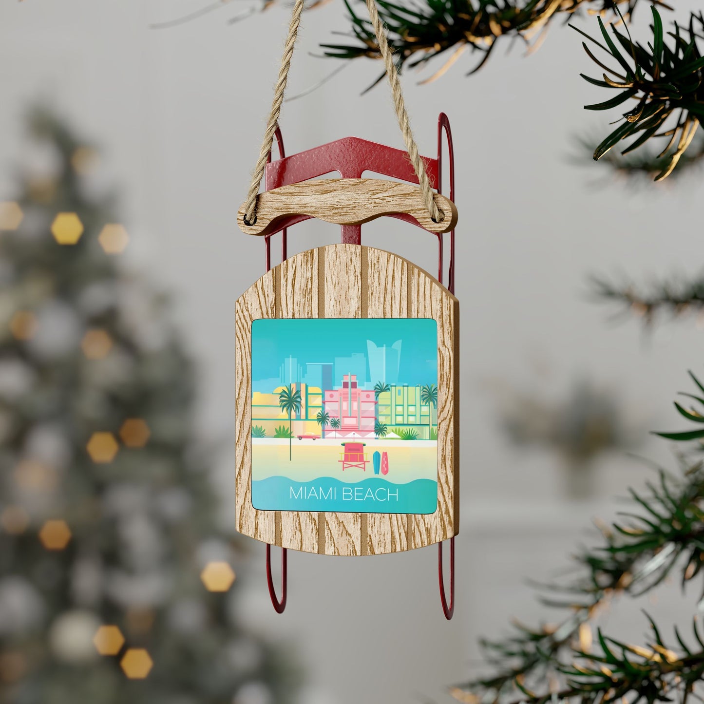 Miami Beach Sled Ornament