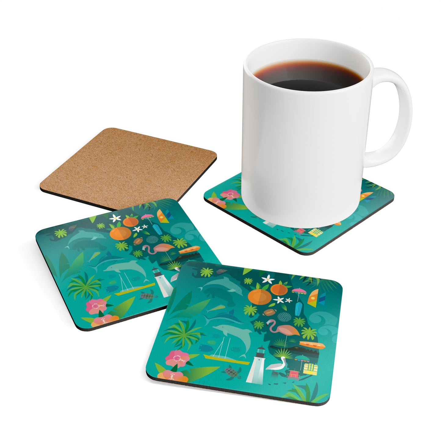 Florida Corkwood Coaster Set