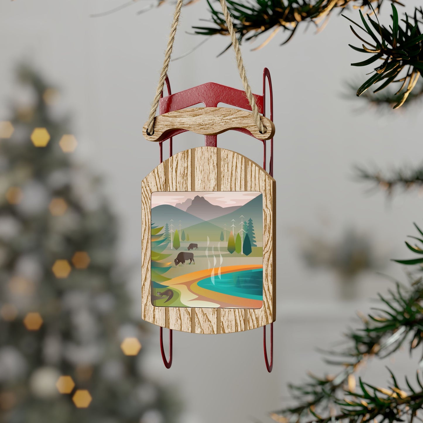 Yellowstone National Park, Grand Prismatic Sled Ornament
