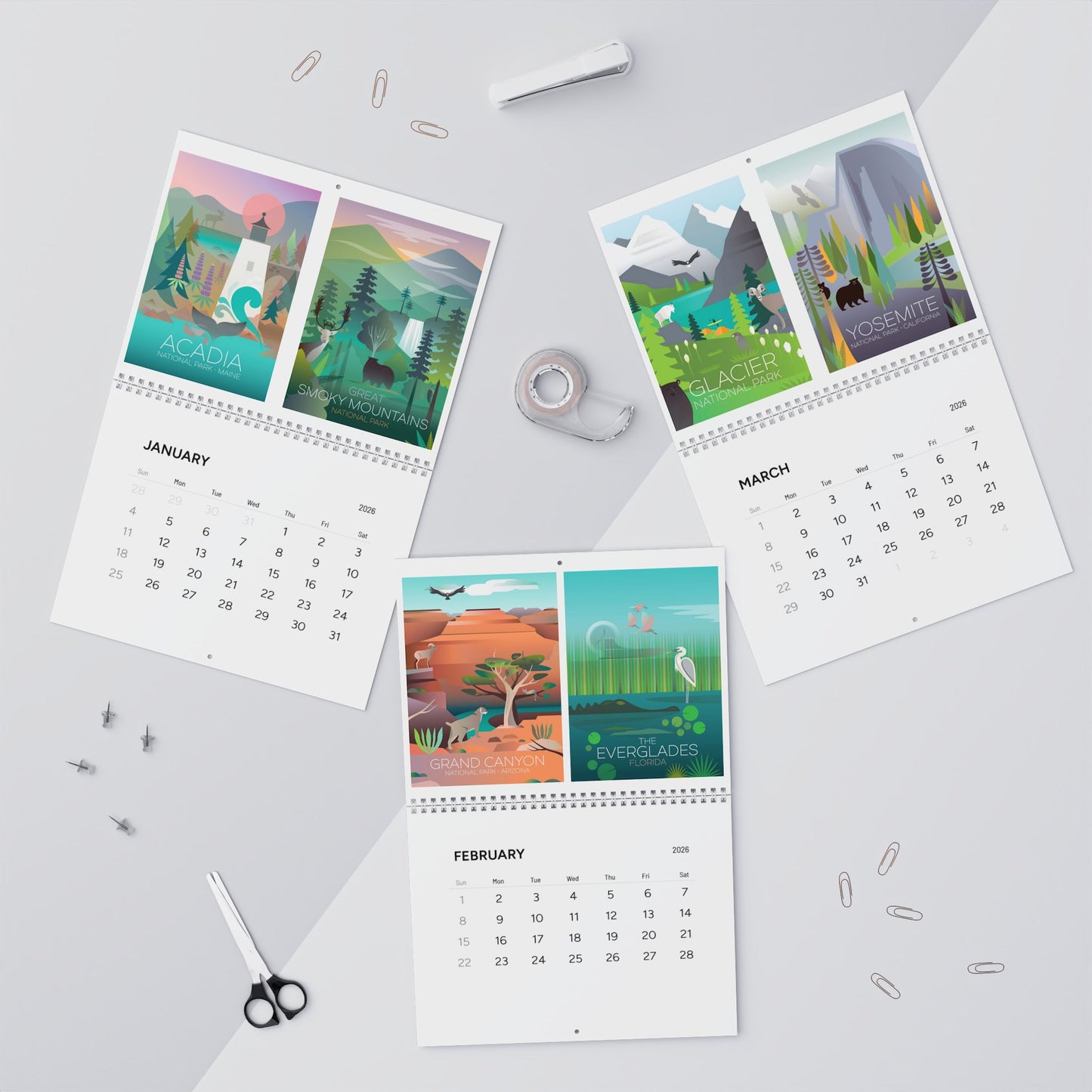 2026 US National Parks Wall Calendar