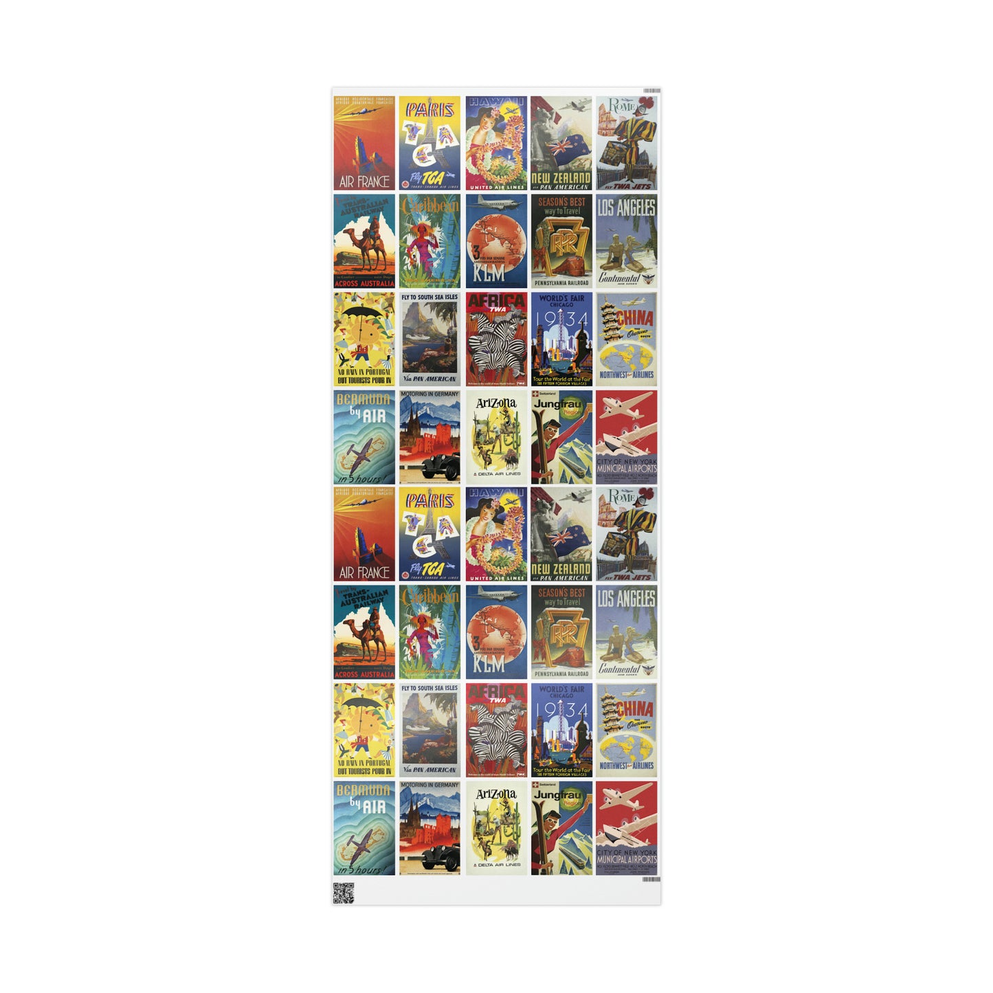 World Wrapping Paper - Vintage Travel Posters - 1
