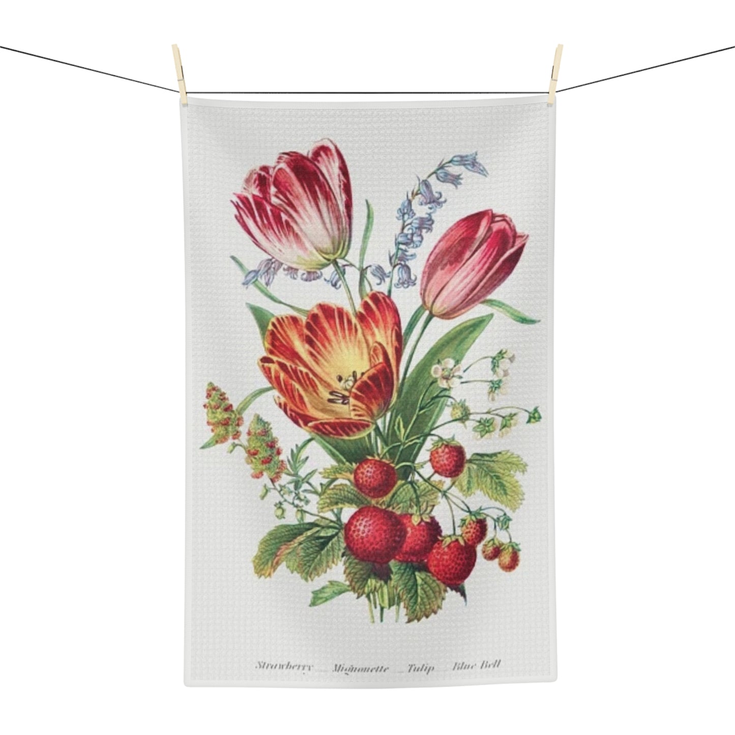 Tulips & Strawberries Vintage Botanical Microfiber Tea Towel