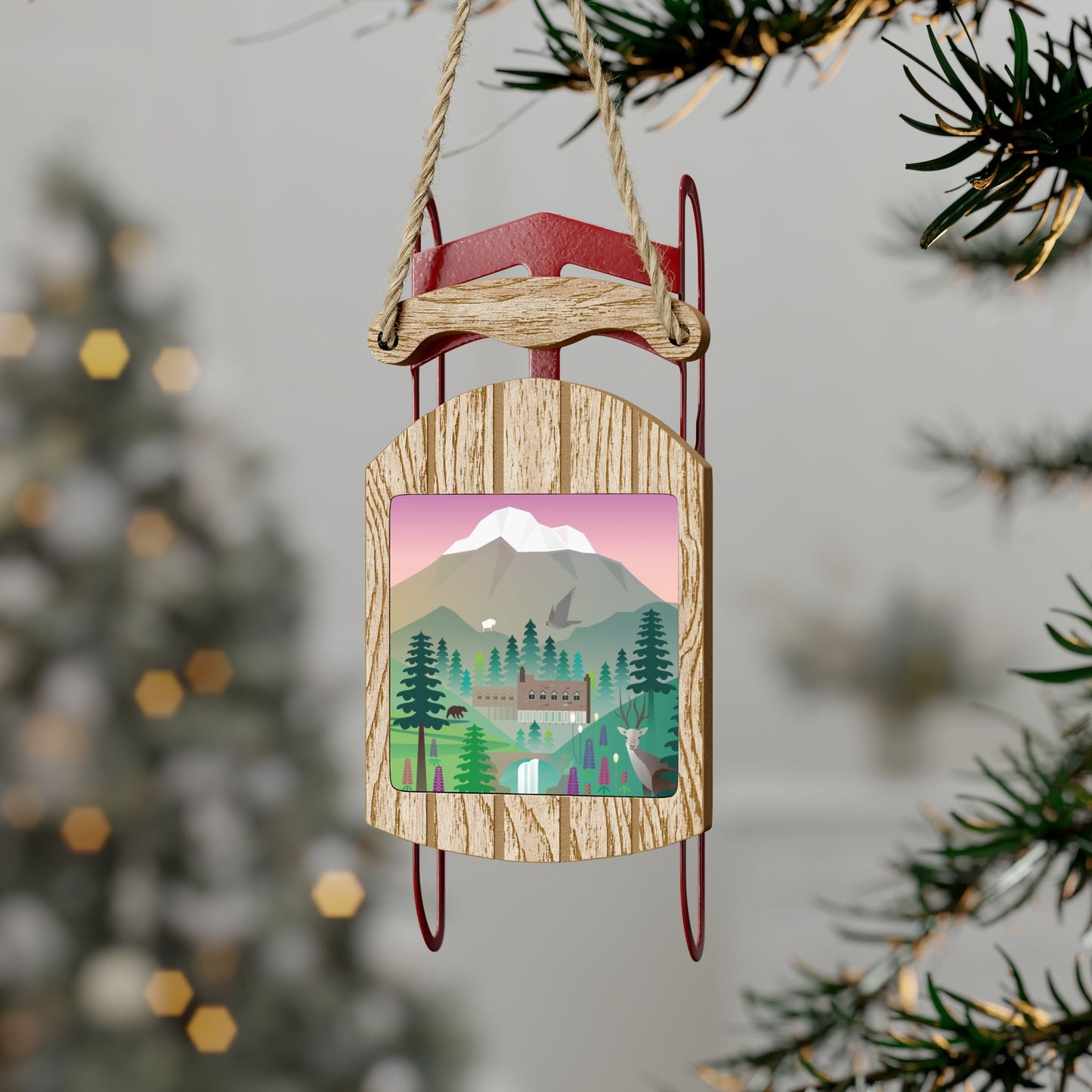 Mount Rainier Sled Ornament
