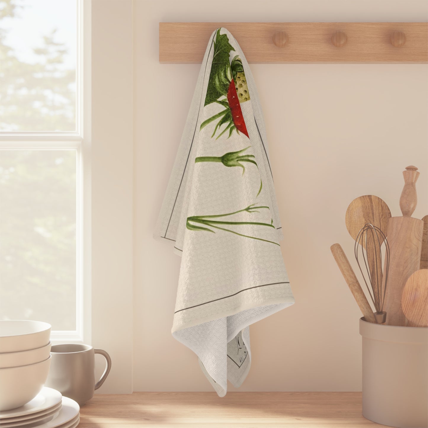 Strawberries Vintage Botanical Microfiber Tea Towel