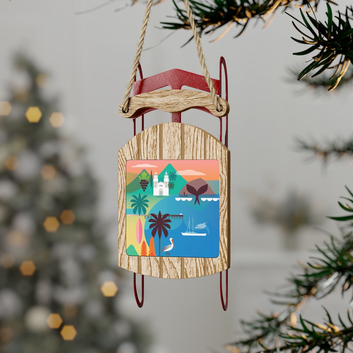 Route 1, California Sled Ornament