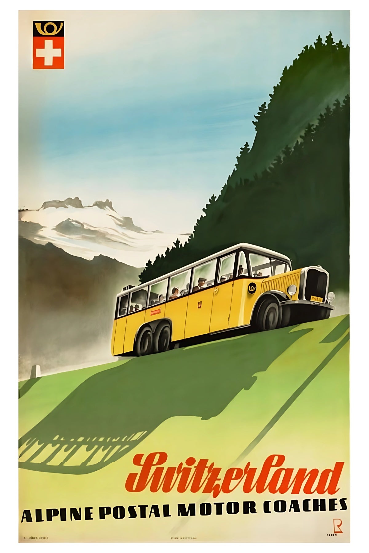Switzerland Alpine Motor Coaches Postal Card