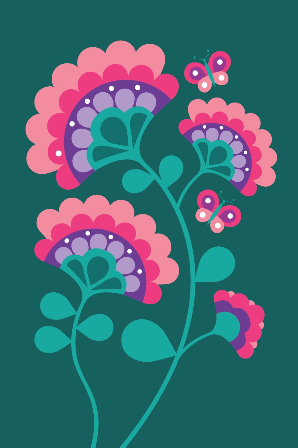 Pink Flower Fan Postcard