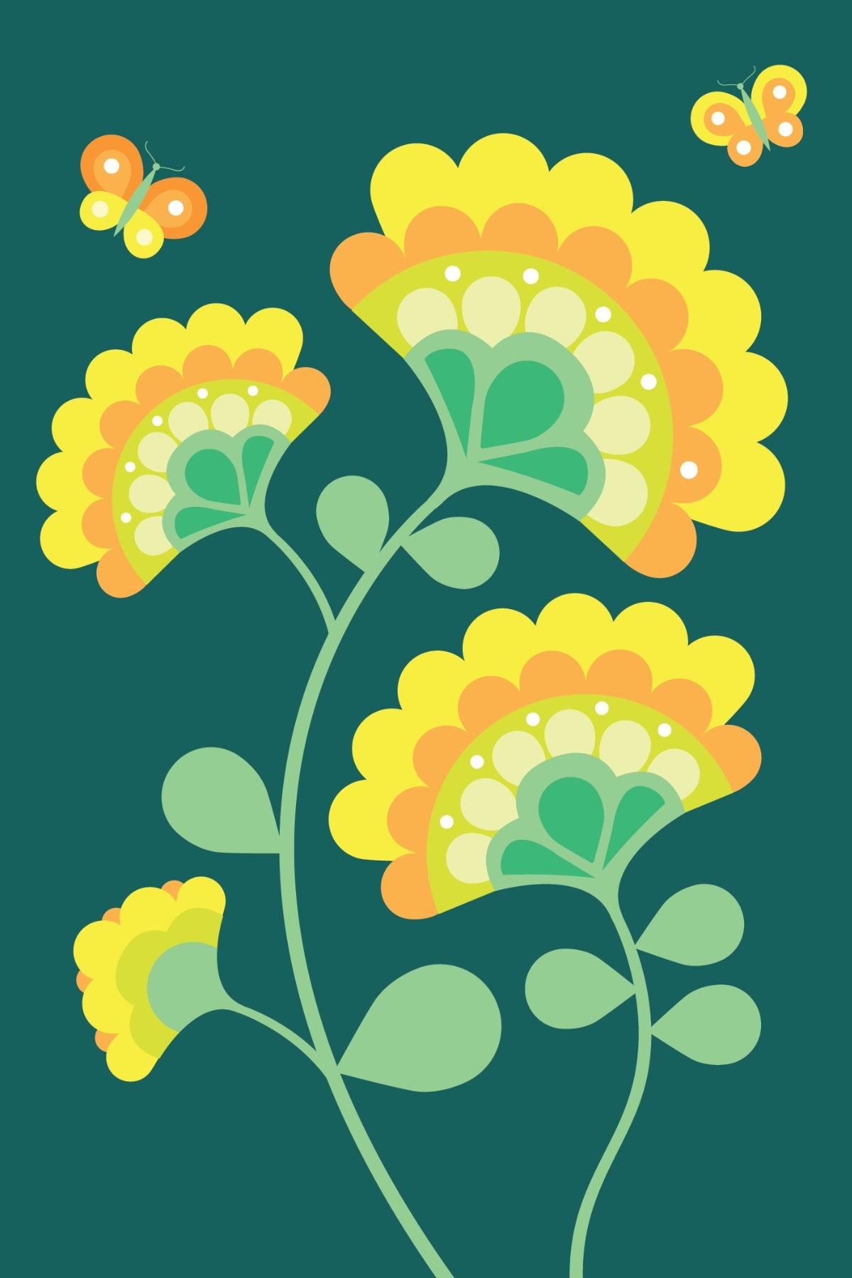 Yellow Flower Fan Postcard