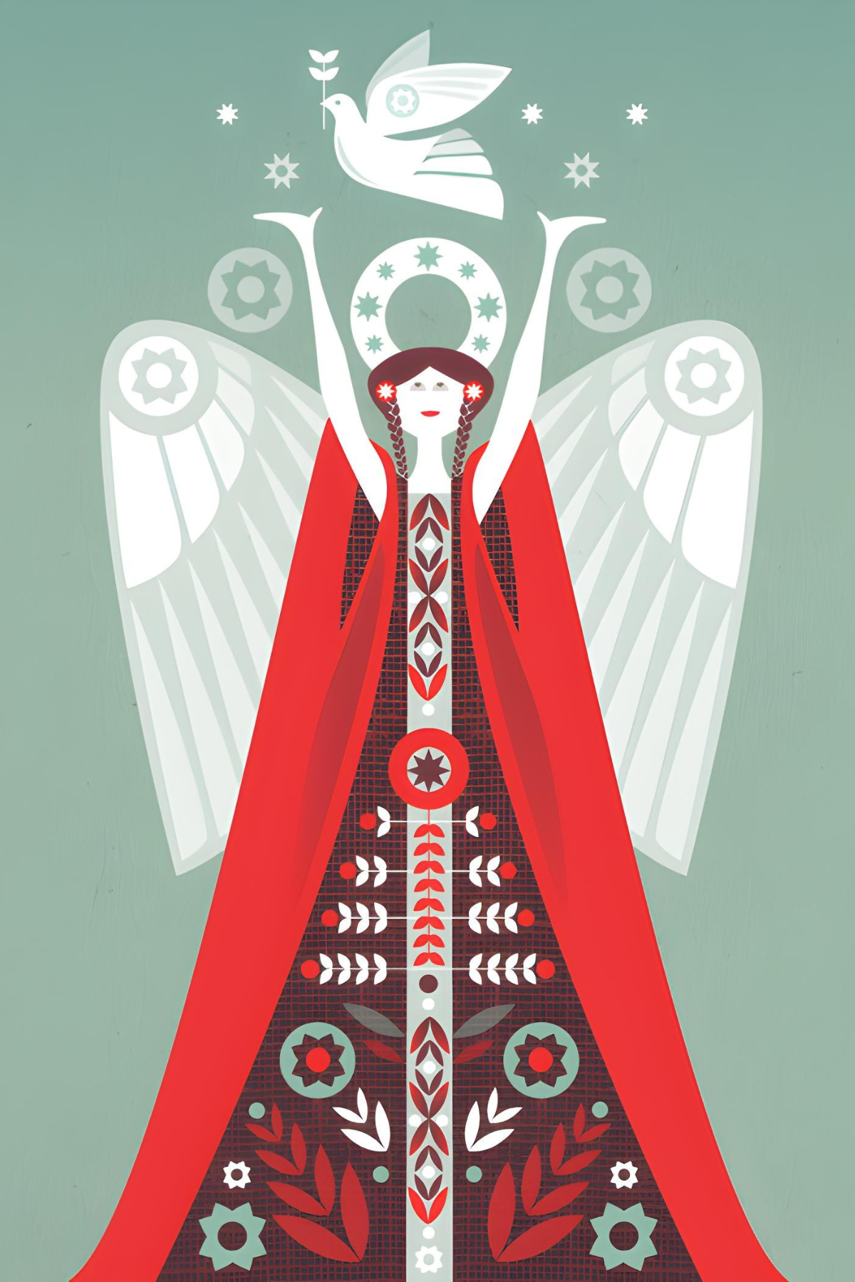 Christmas Angel & Dove Postcard