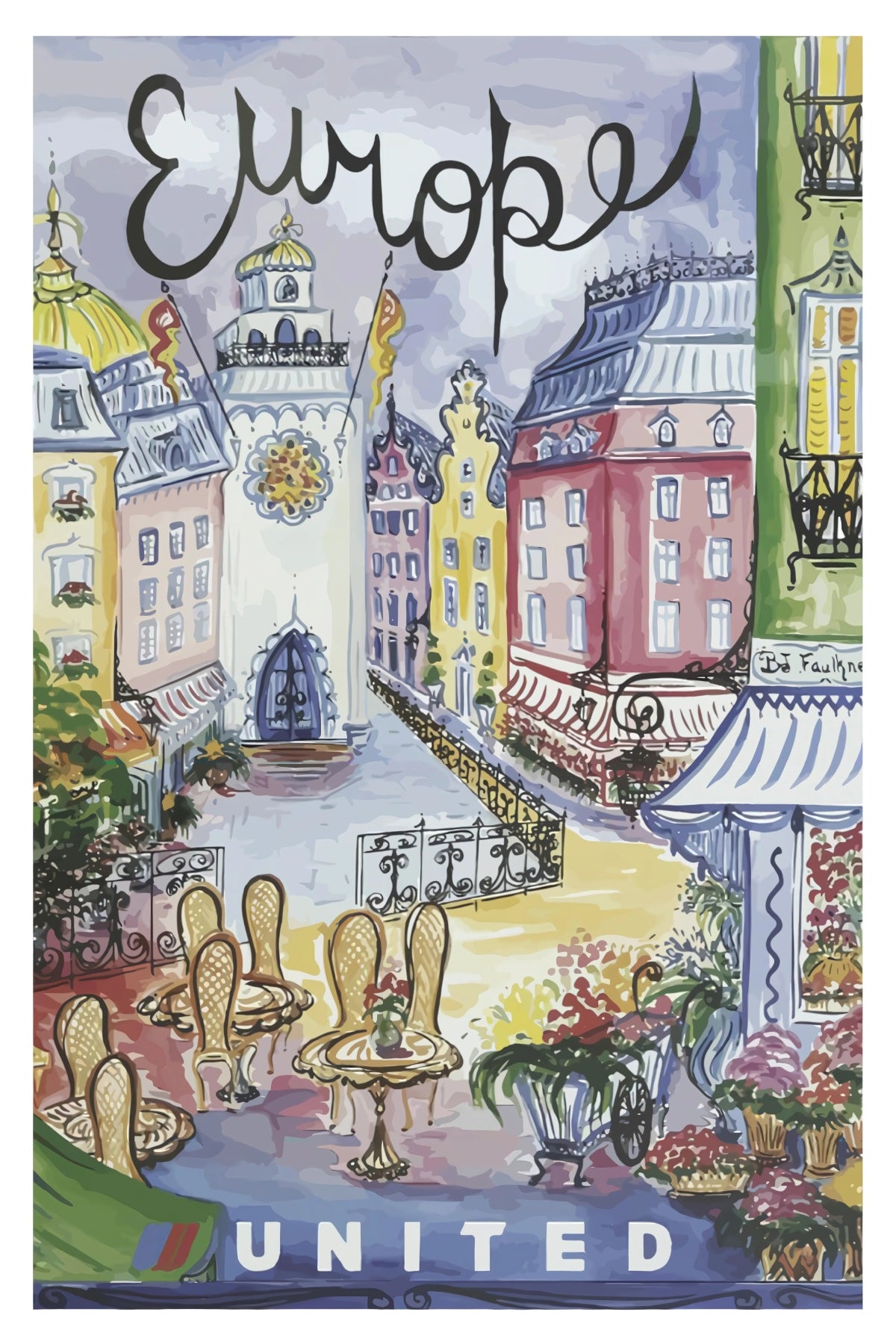 Europe United Air Lines Postal Card