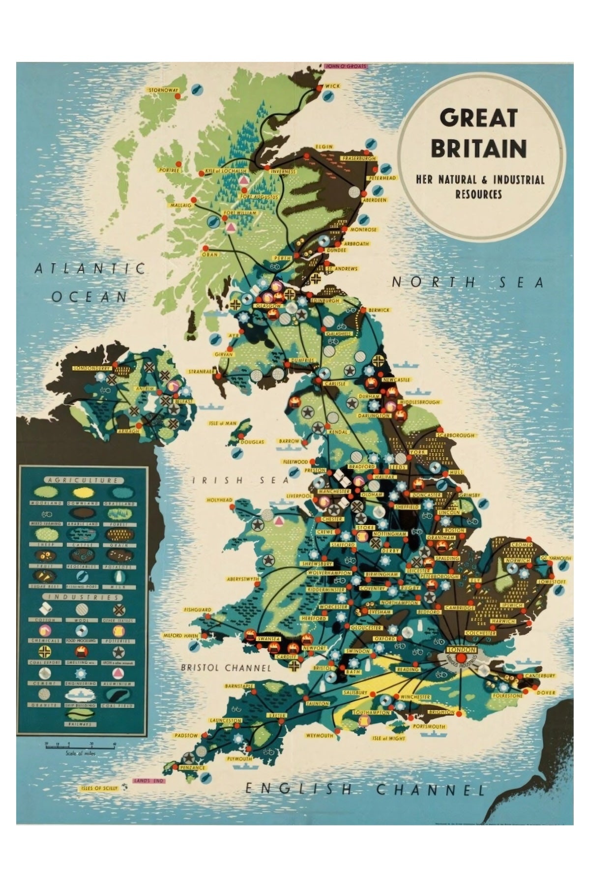 Great Britain Map Postal Card