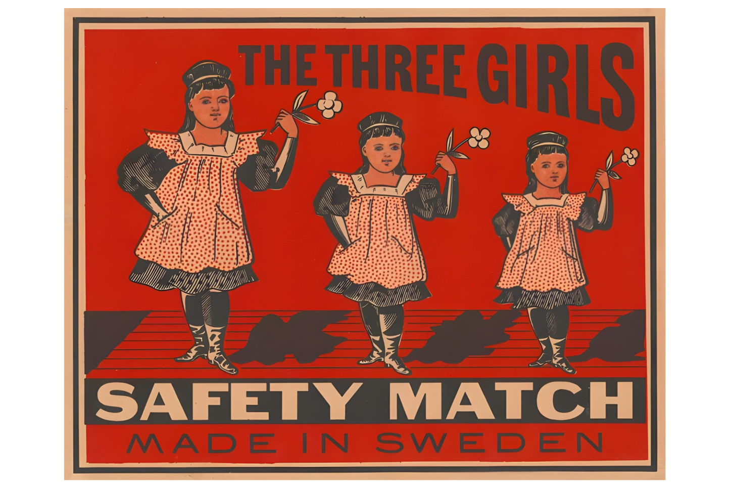 Three Girls Matches Postal Card