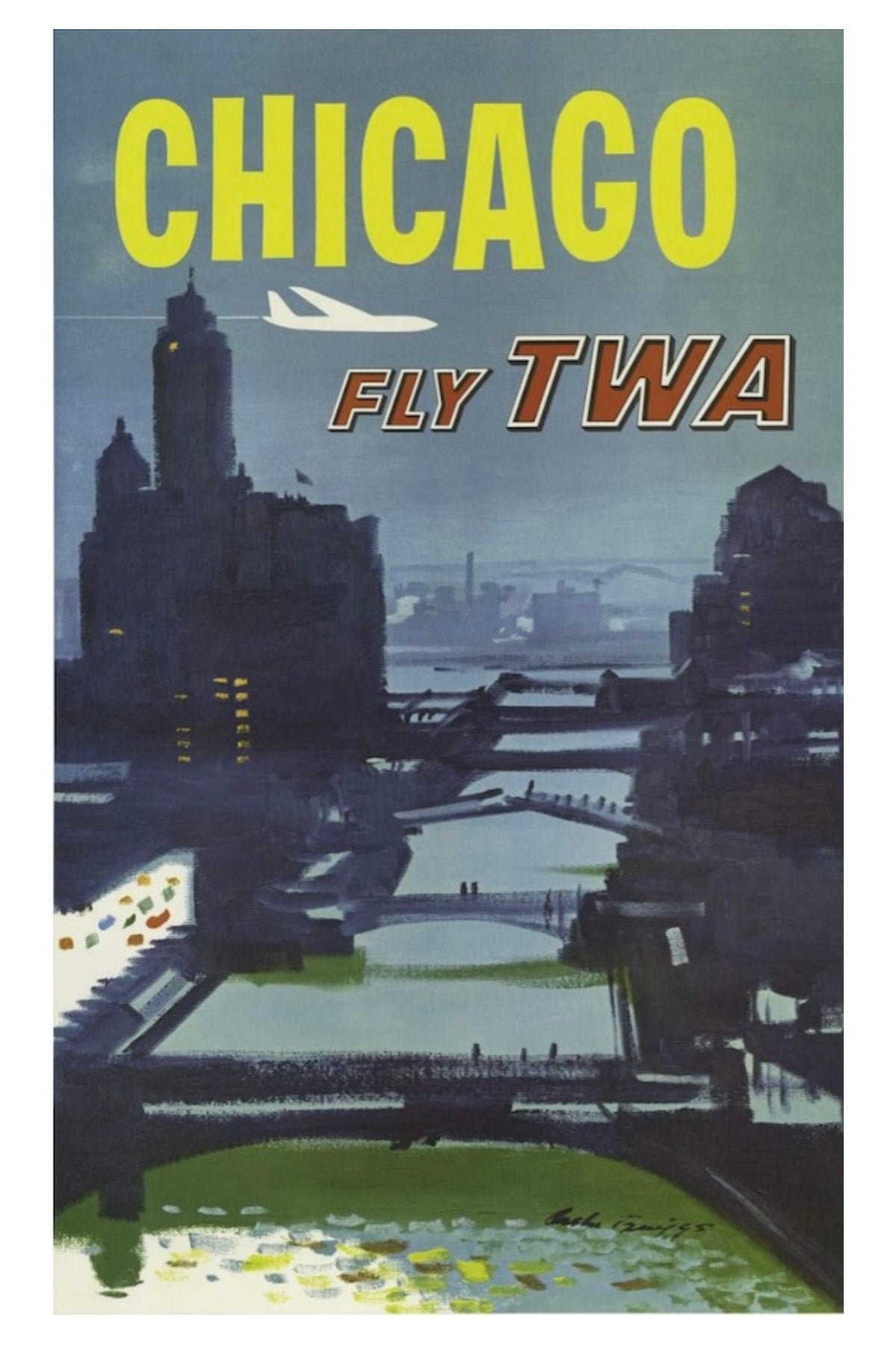 Chicago TWA Postal Card