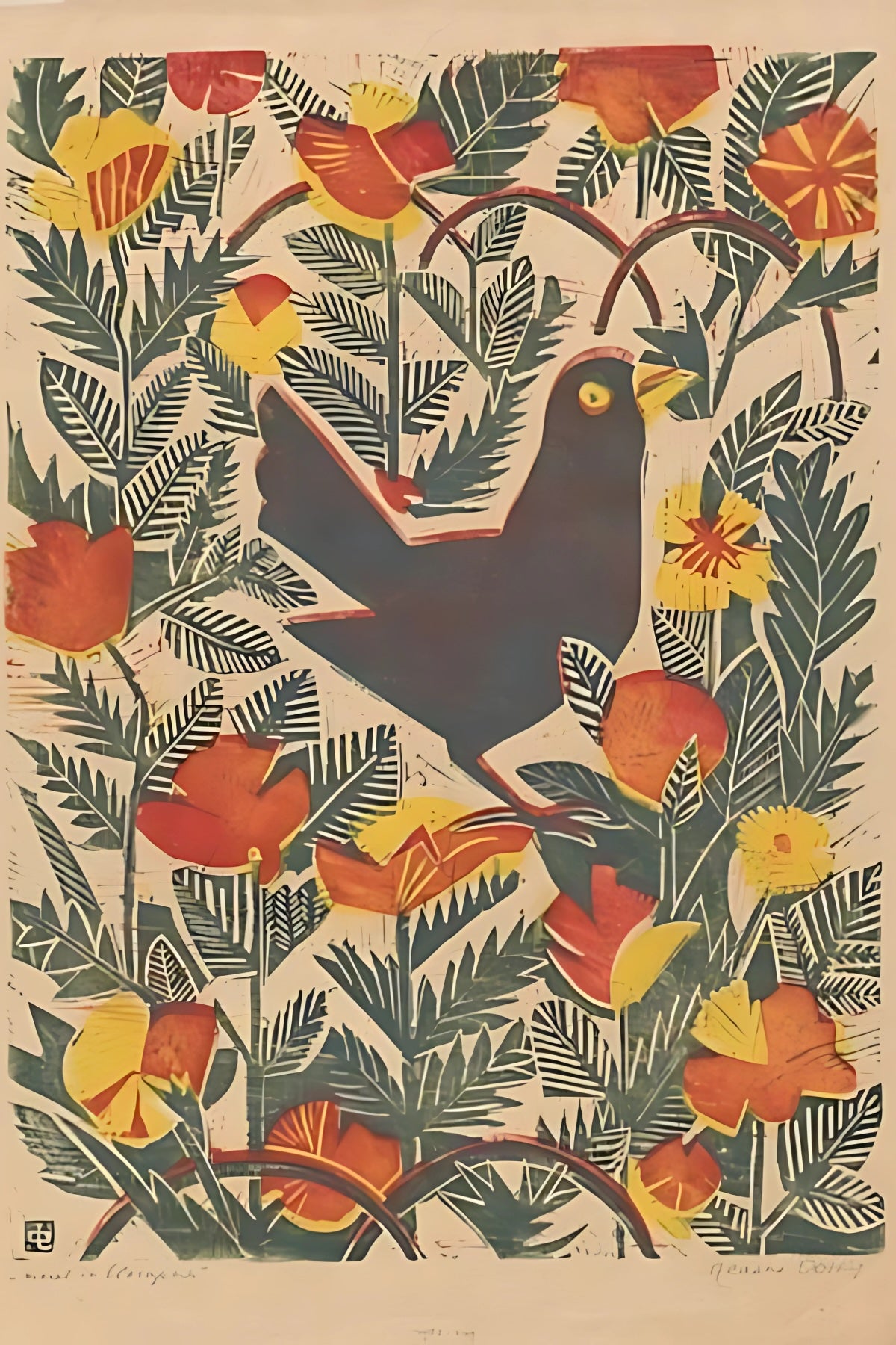 Bird In Orange Postal Card