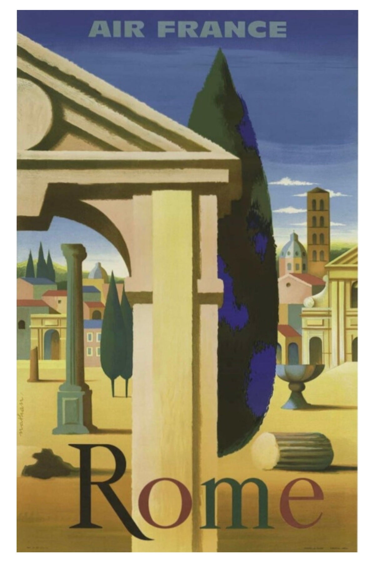 Rome Air France Postal Card