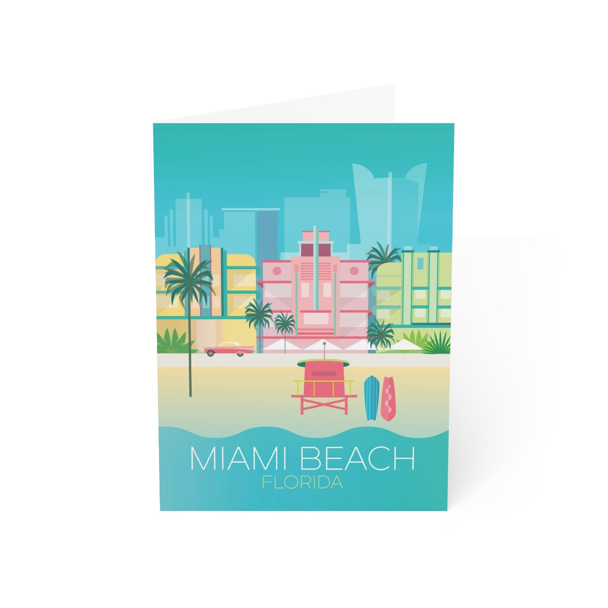 Miami Beach Folded Matte Notecards + Envelopes (10pcs)