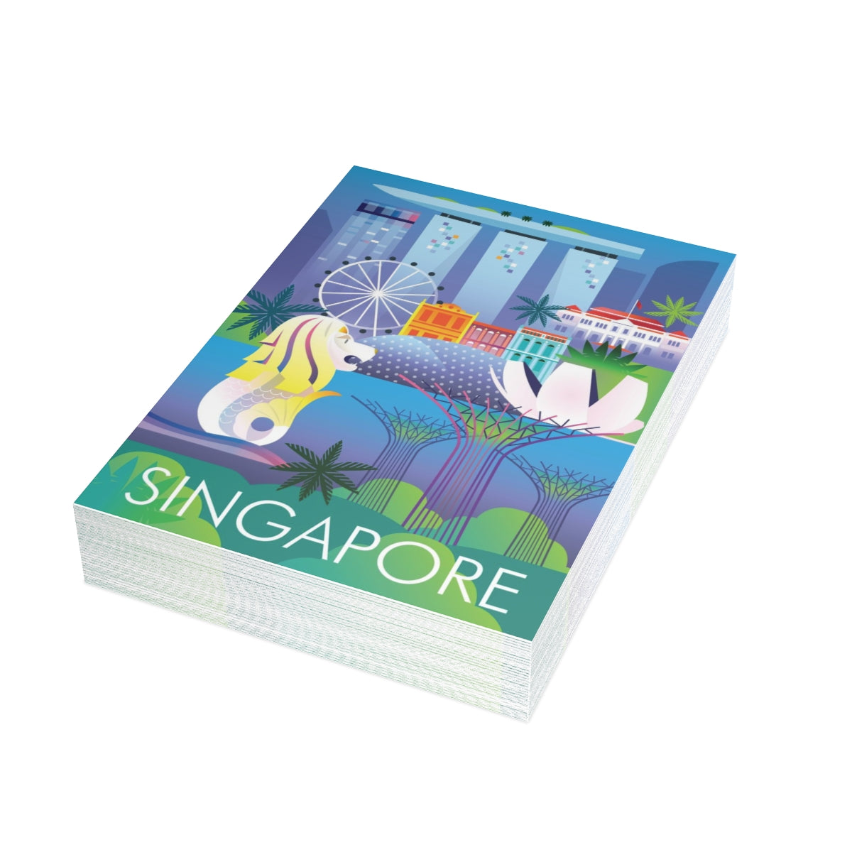 Singapore Folded Matte Notecards + Envelopes (10pcs)