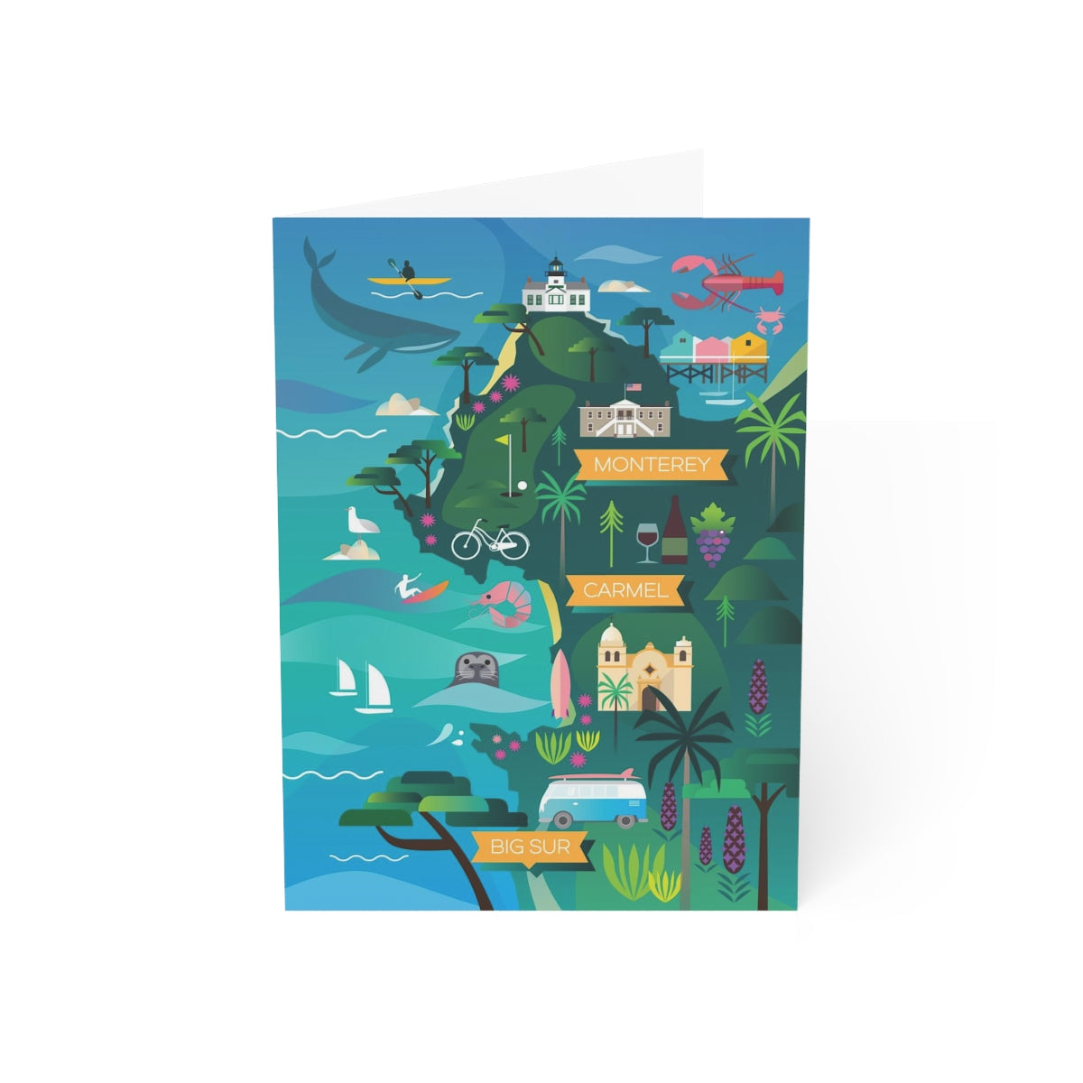 Monterey + Carmel Folded Matte Notecards + Envelopes (10pcs)