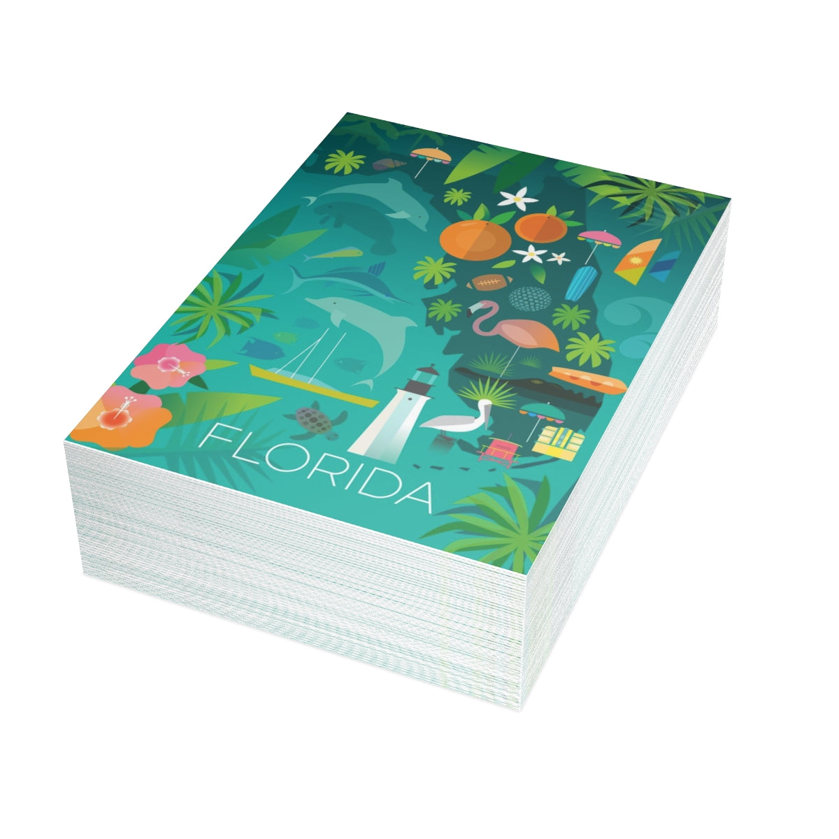 Florida Map Folded Matte Notecards + Envelopes (10pcs)