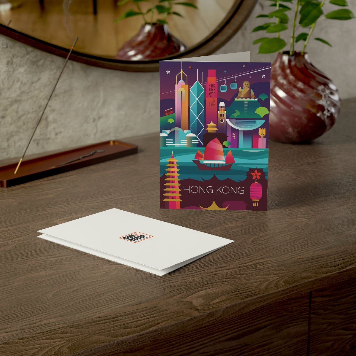 Hong Kong Folded Matte Notecards + Envelopes (10pcs)