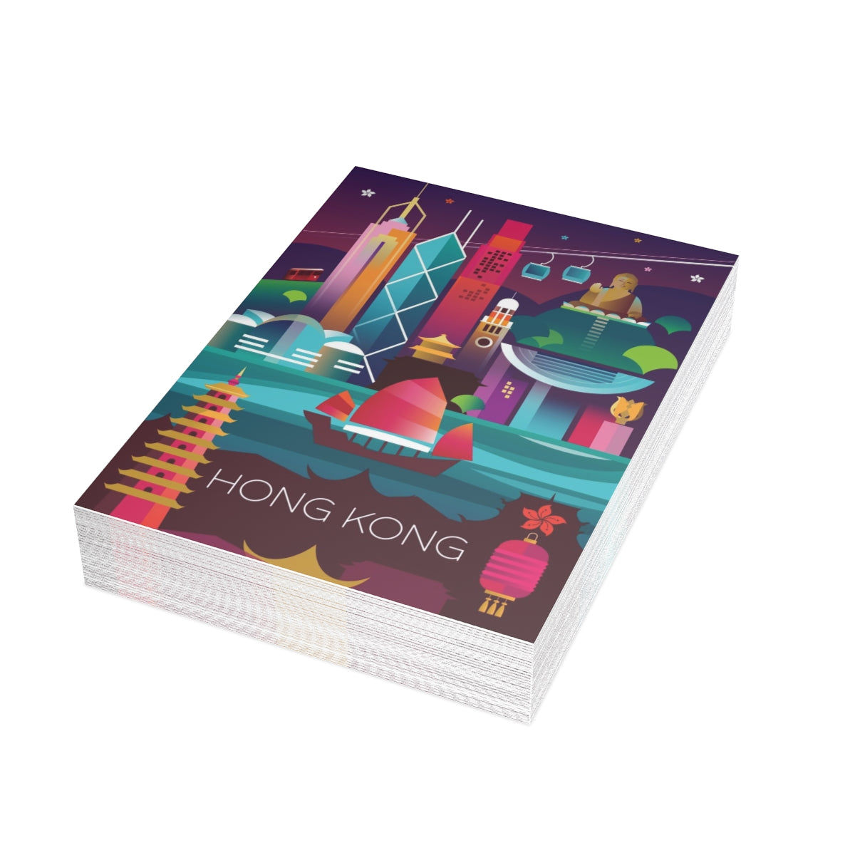 Hong Kong Folded Matte Notecards + Envelopes (10pcs)