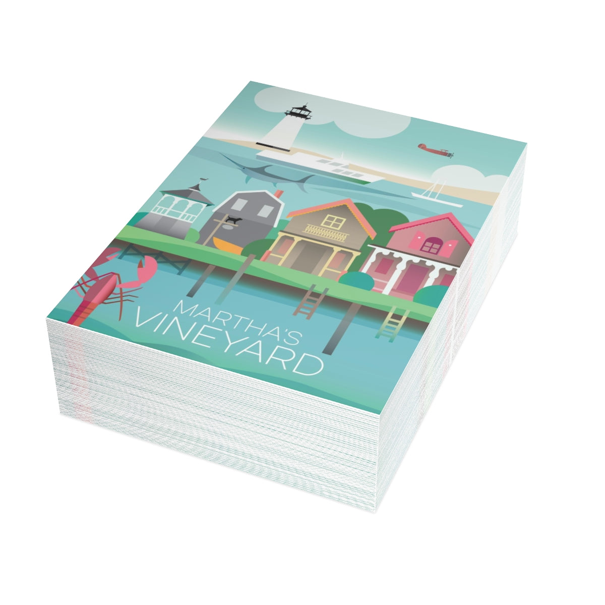 Martha's Vineyard Folded Matte Notecards + Envelopes (10pcs)