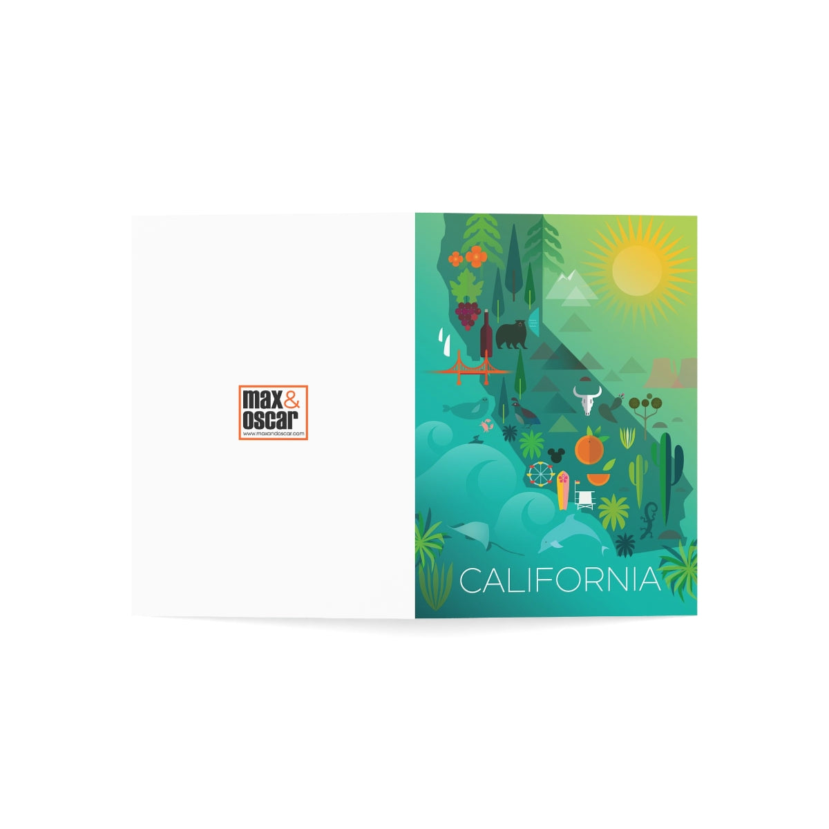 California Map Folded Matte Notecards + Envelopes (10pcs)