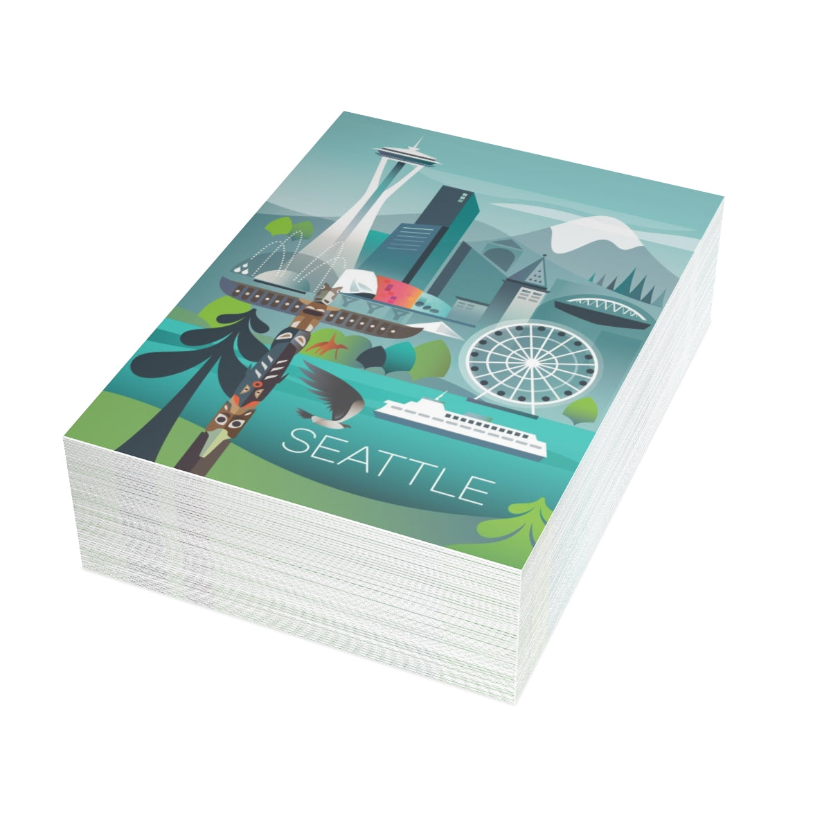 Seattle Folded Matte Notecards + Envelopes (10pcs)