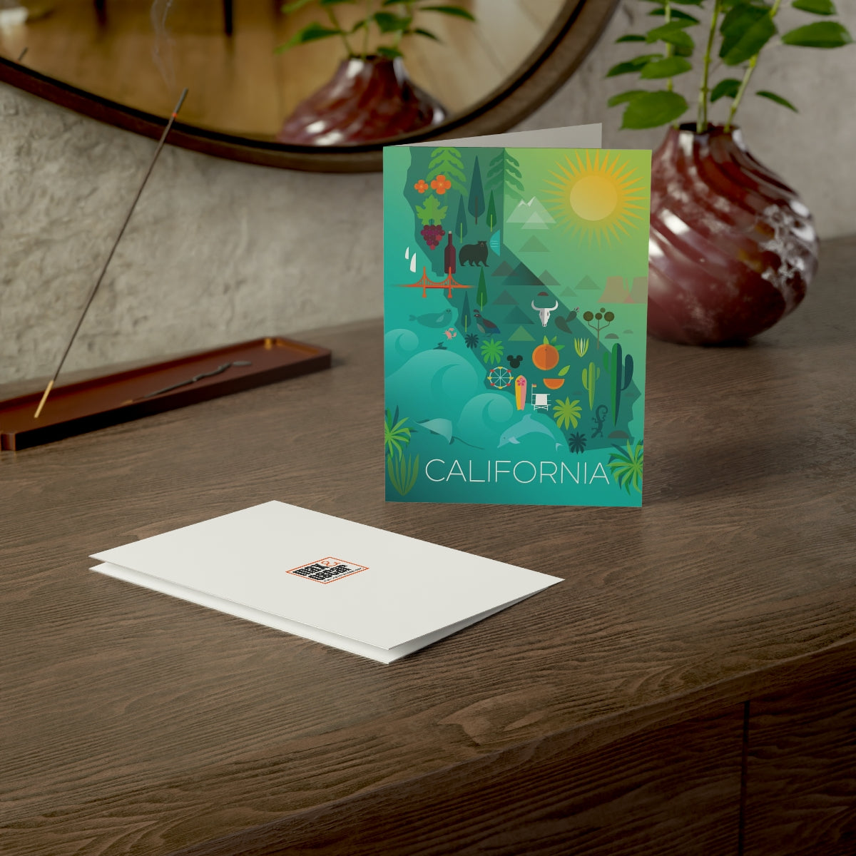 California Map Folded Matte Notecards + Envelopes (10pcs)