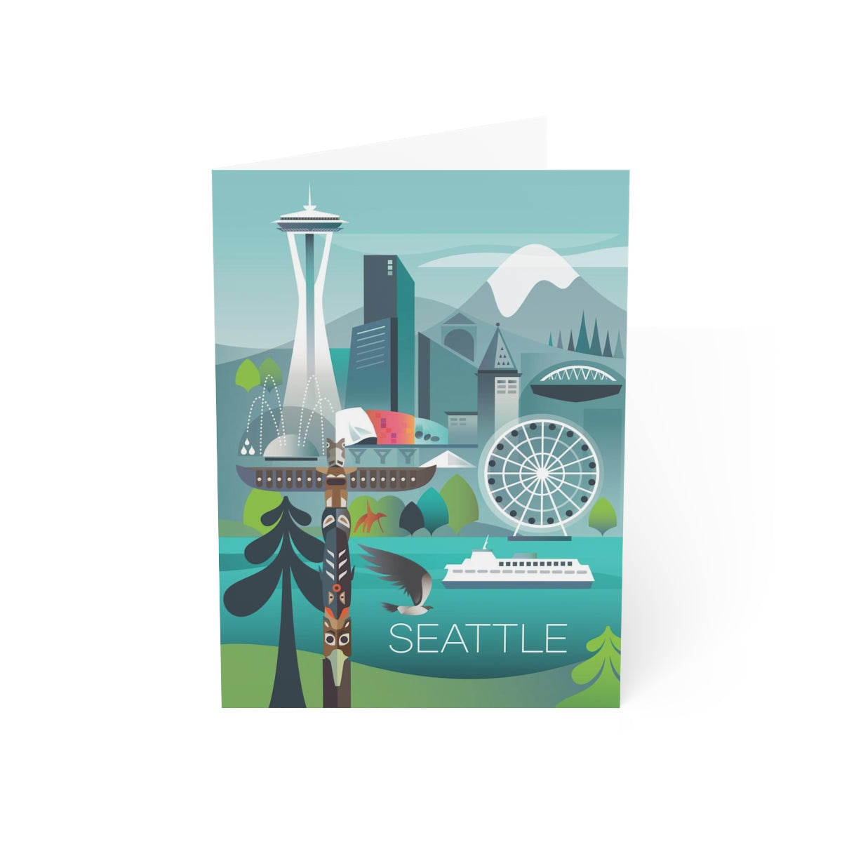 Seattle Folded Matte Notecards + Envelopes (10pcs)