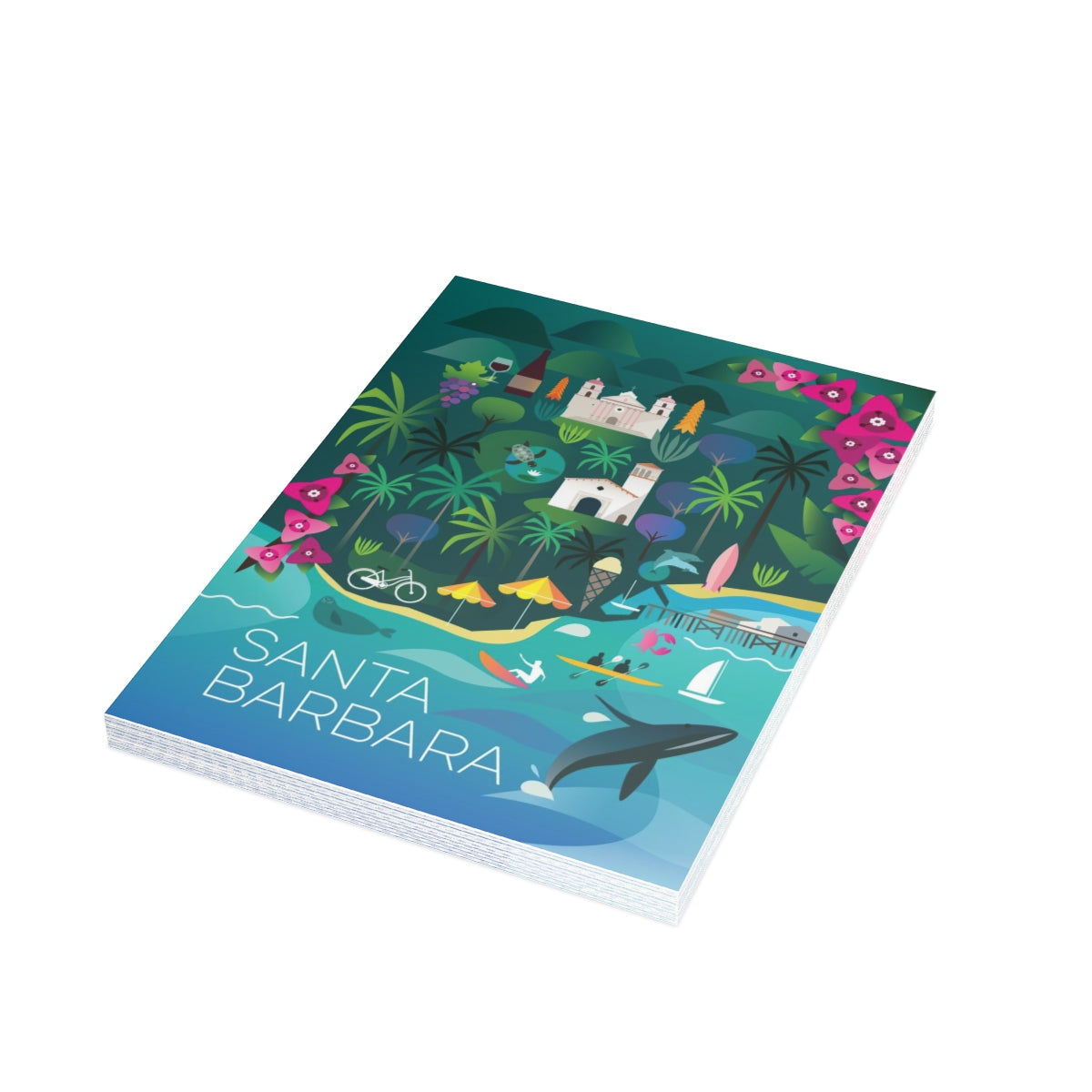 Santa Barbara Folded Matte Notecards + Envelopes (10pcs)