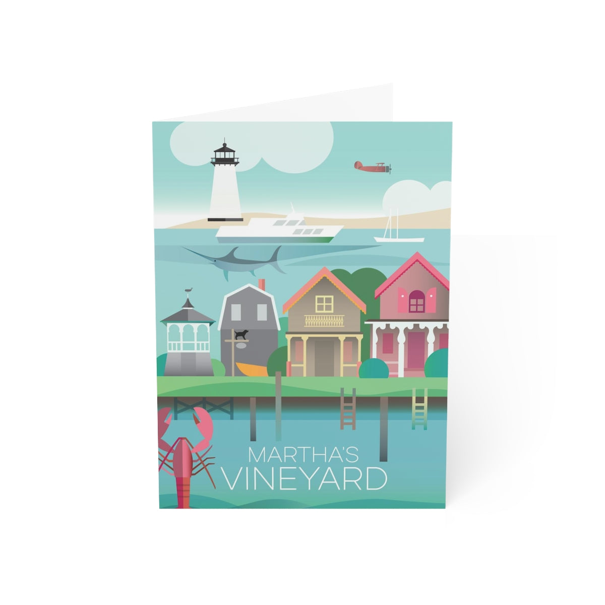 Martha's Vineyard Folded Matte Notecards + Envelopes (10pcs)