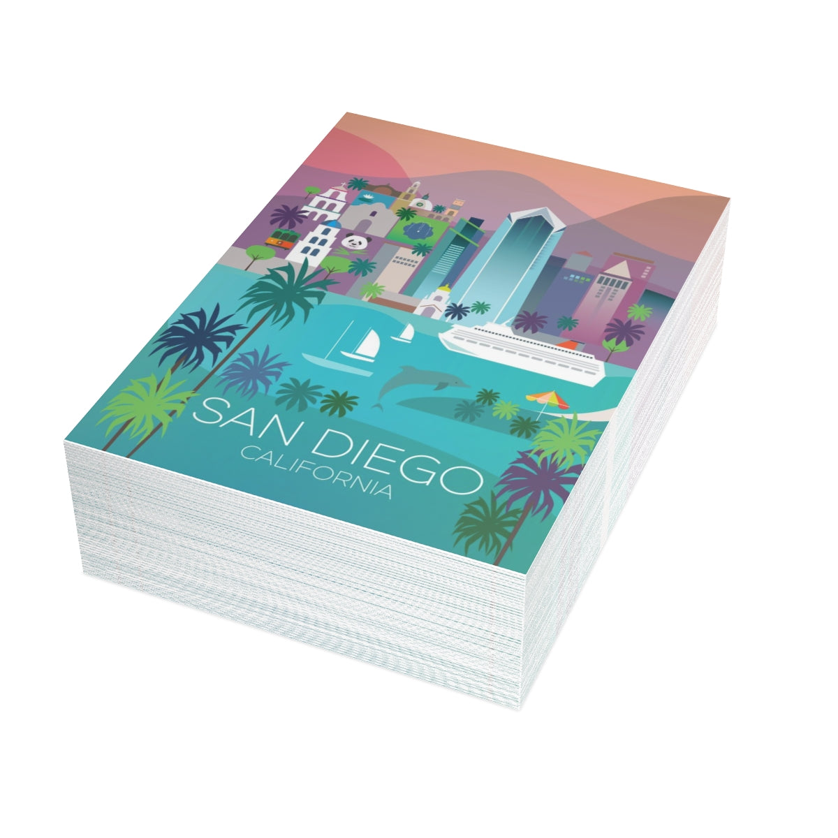 San Diego Folded Matte Notecards + Envelopes (10pcs)