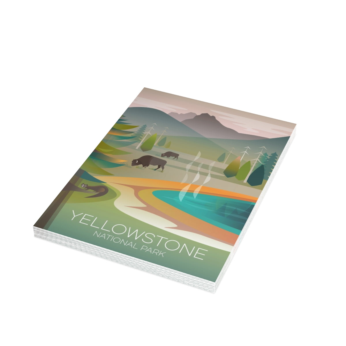 Yellowstone National Park, Grand Prismatic Folded Matte Notecards + Envelopes (10pcs)