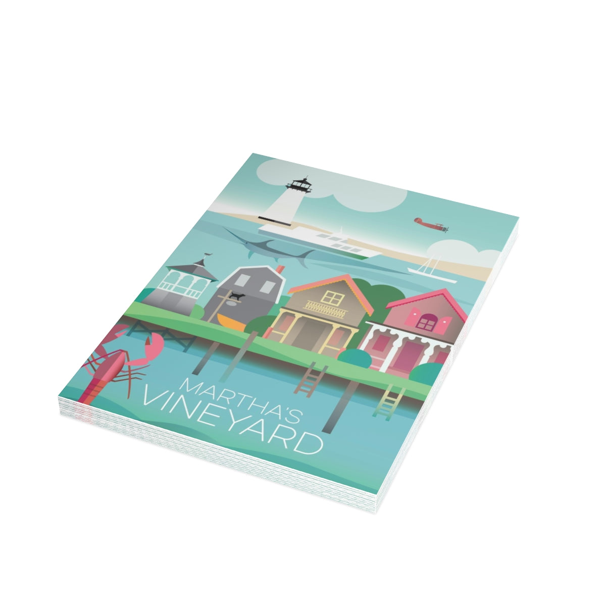 Martha's Vineyard Folded Matte Notecards + Envelopes (10pcs)