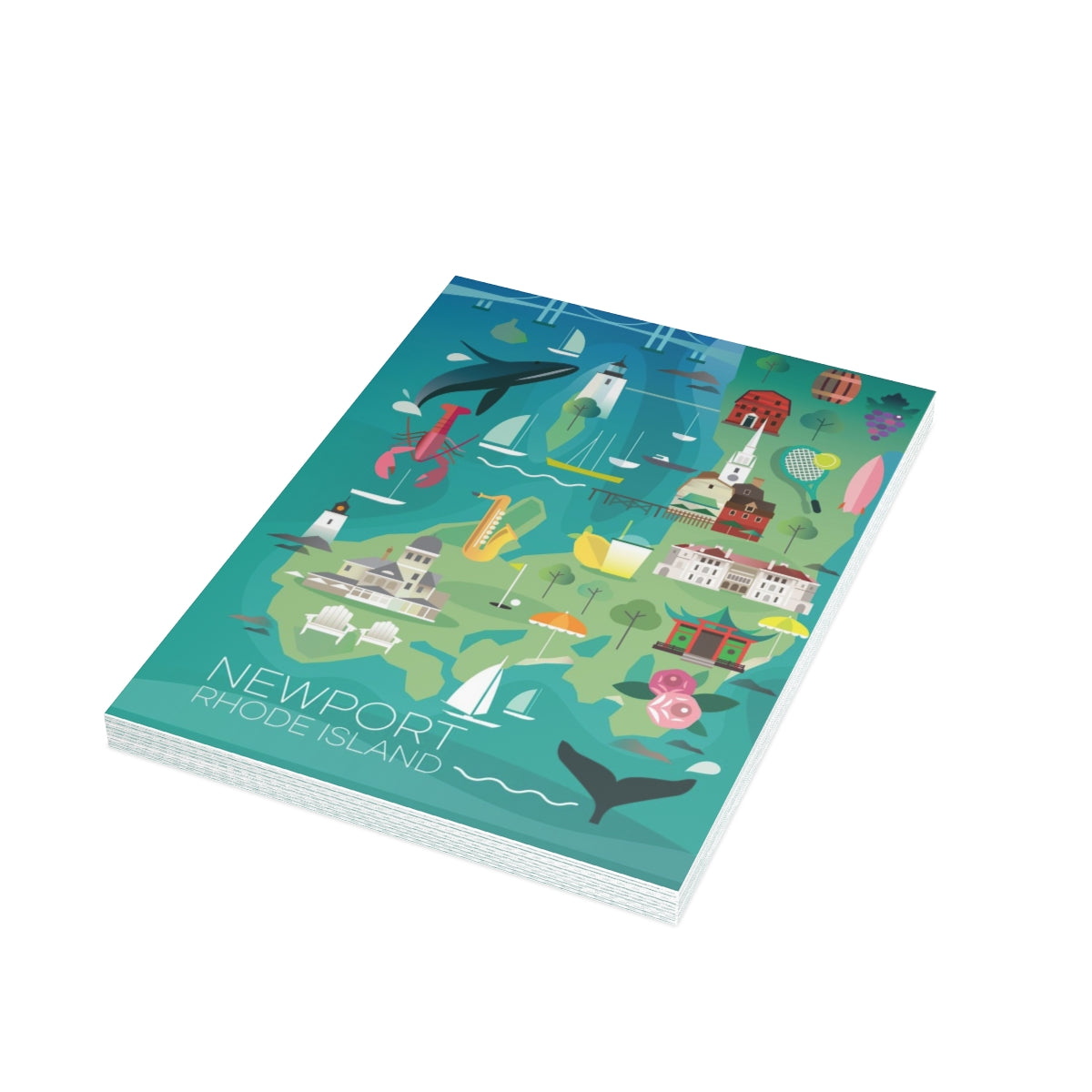 Newport Folded Matte Notecards + Envelopes (10pcs)