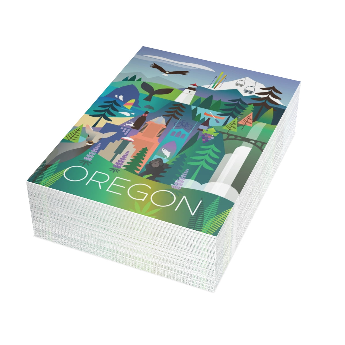 Oregon Folded Matte Notecards + Envelopes (10pcs)