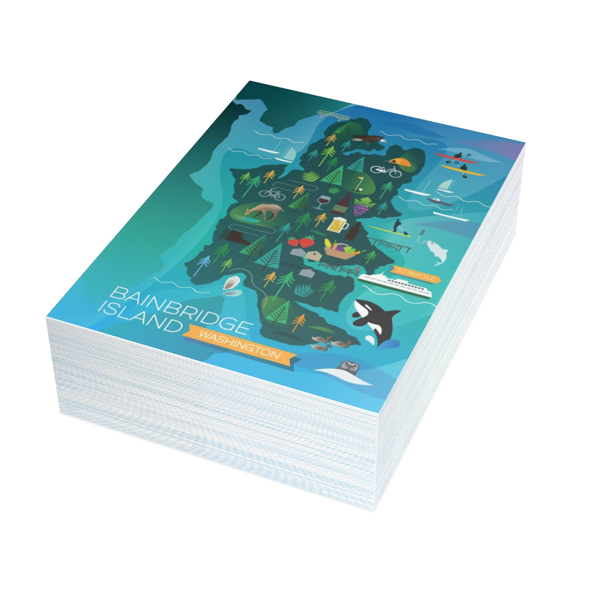 Bainbridge Island Folded Matte Notecards + Envelopes (10pcs)