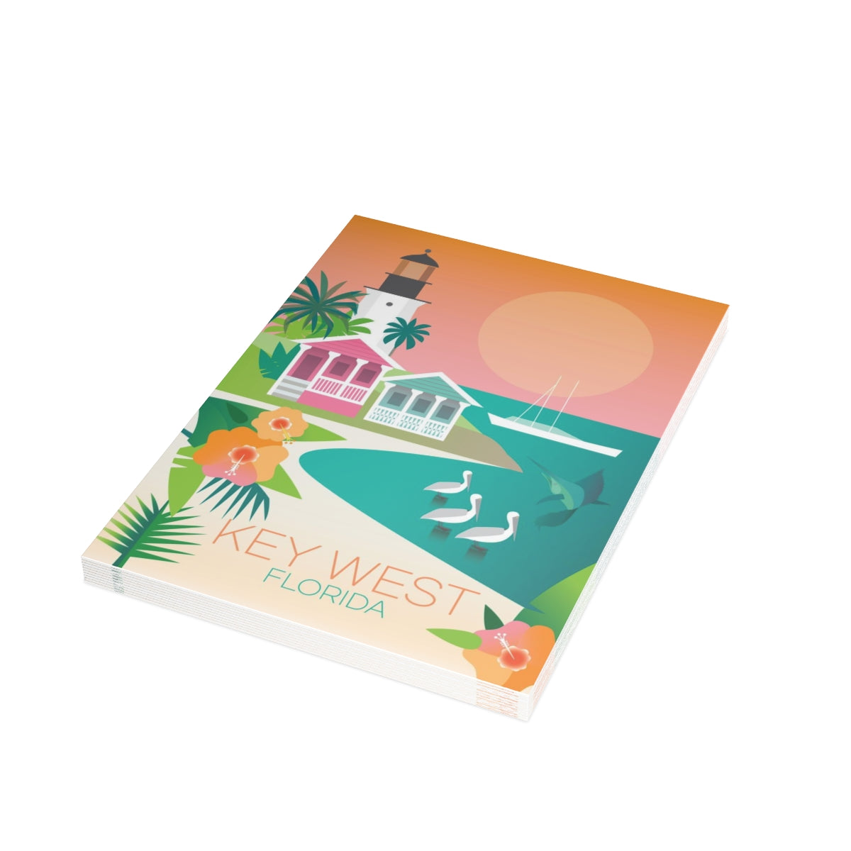Key West Folded Matte Notecards + Envelopes (10pcs)