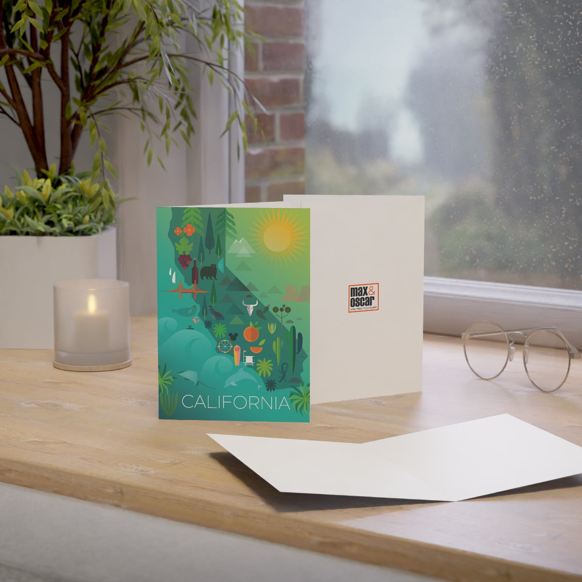 California Map Folded Matte Notecards + Envelopes (10pcs)