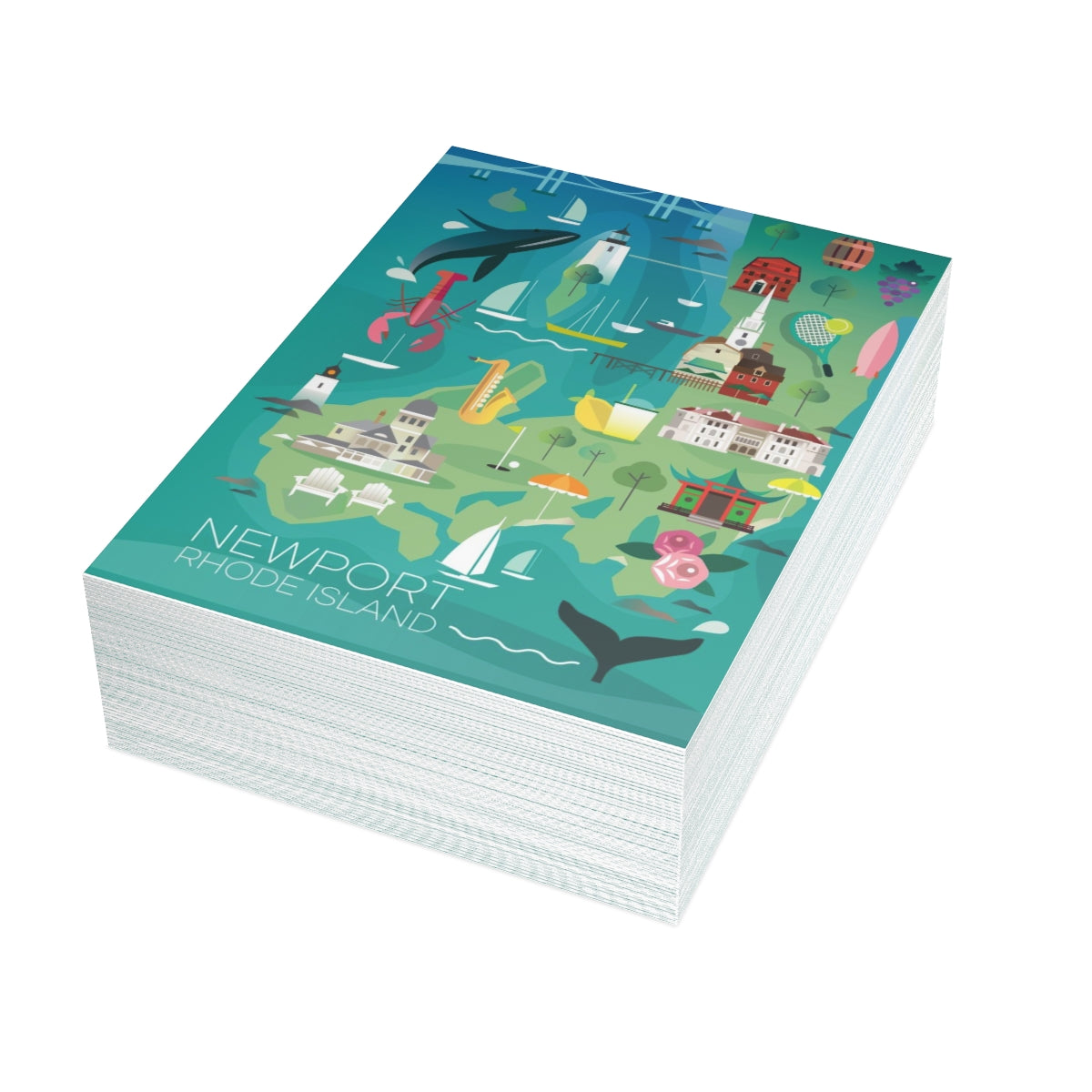 Newport Folded Matte Notecards + Envelopes (10pcs)