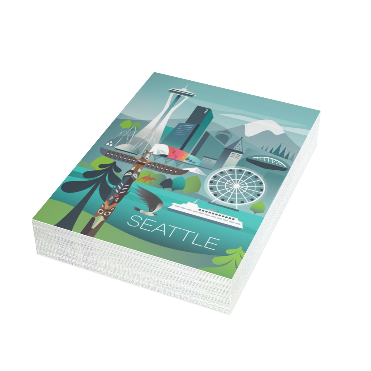 Seattle Folded Matte Notecards + Envelopes (10pcs)