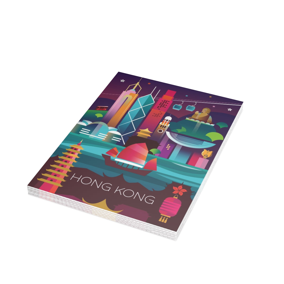 Hong Kong Folded Matte Notecards + Envelopes (10pcs)