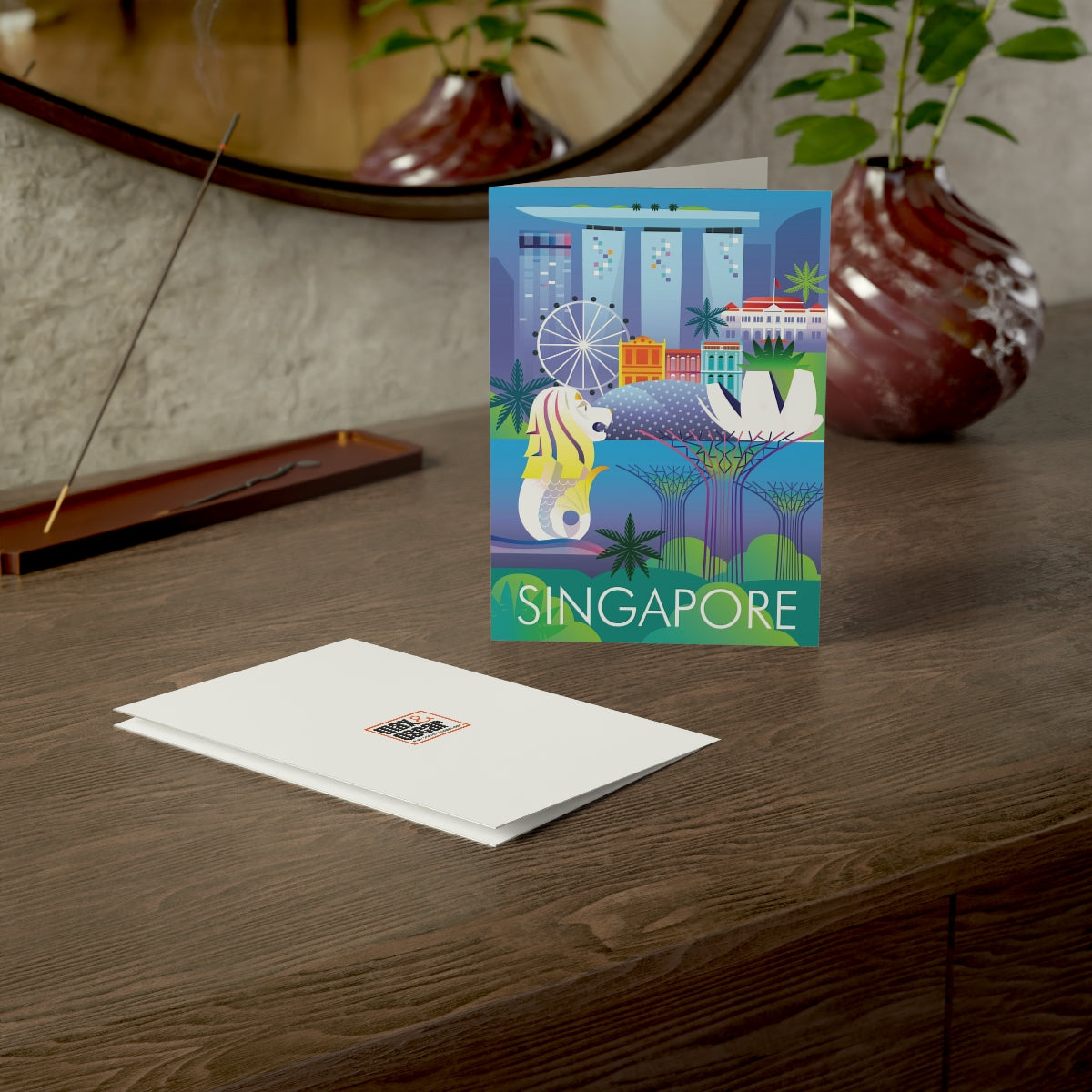 Singapore Folded Matte Notecards + Envelopes (10pcs)