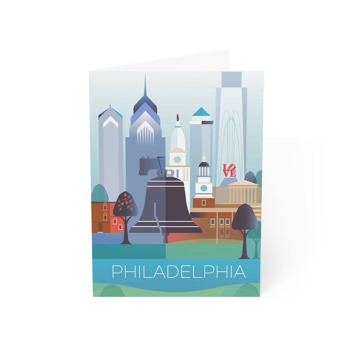 Philadelphia Folded Matte Notecards + Envelopes (10pcs)