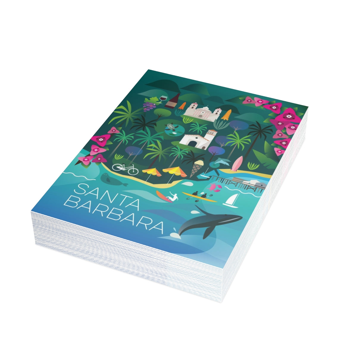 Santa Barbara Folded Matte Notecards + Envelopes (10pcs)