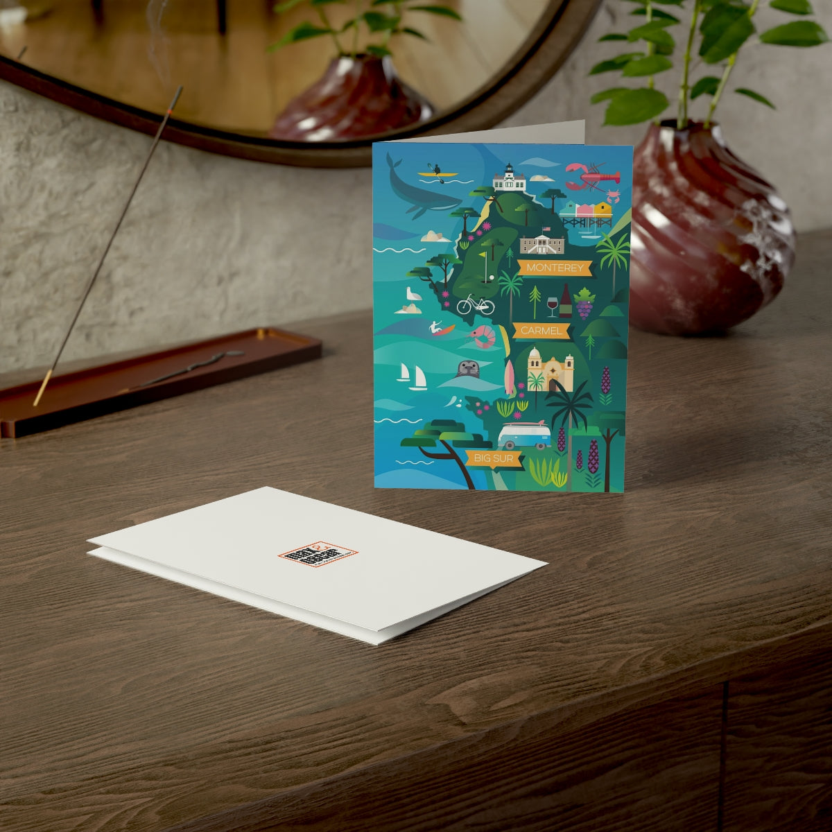 Monterey + Carmel Folded Matte Notecards + Envelopes (10pcs)