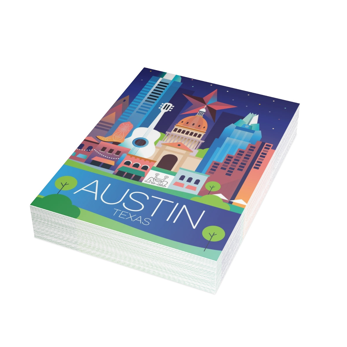 Austin Folded Matte Notecards + Envelopes (10pcs)