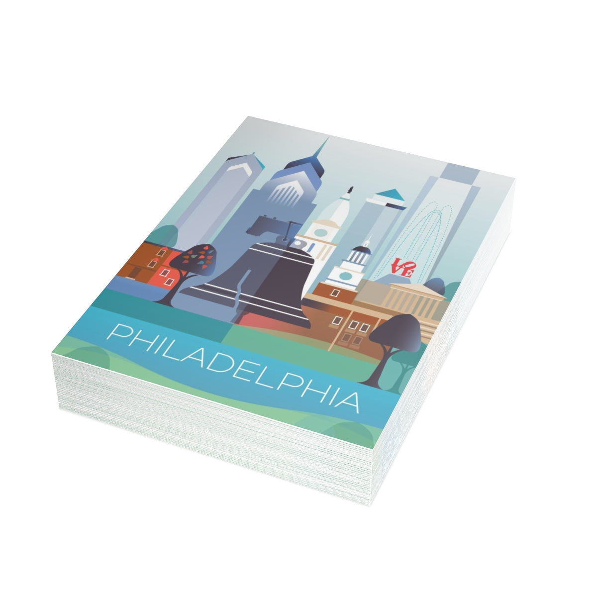 Philadelphia Folded Matte Notecards + Envelopes (10pcs)