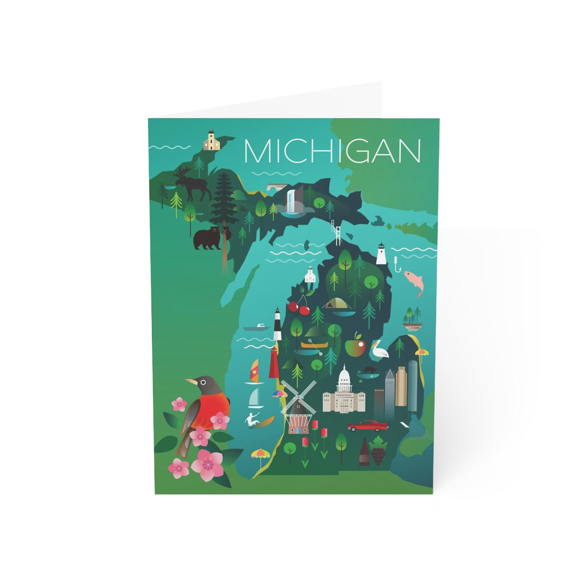 Michigan Folded Matte Notecards + Envelopes (10pcs)